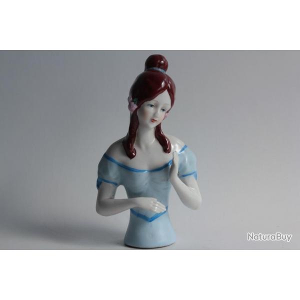 Demi figurine porcelaine Femme Allemagne Half Doll Pincushion