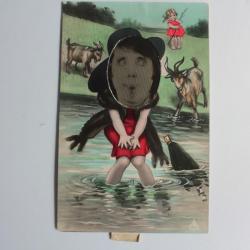 CPA système Frigoli tirette petite fille dans l'eau