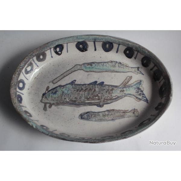 Plat cramique Poissons Grand Chne Vallauris