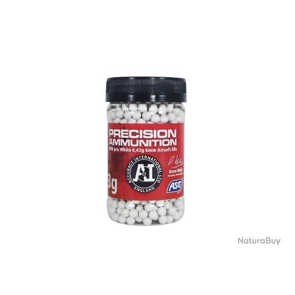 BILLES 0.43G BLANCHES EN BOUTEILLE DE 1000 "ASG"