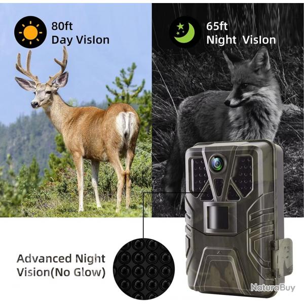 HC910A-*Camra de chasse solaire extrieure, 30MP 2k Vision nocturne