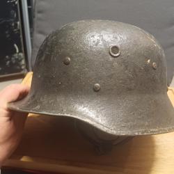 Beau casque pompier allemand modèle 35/53 en fibres vulcanisées - RFA années 50
