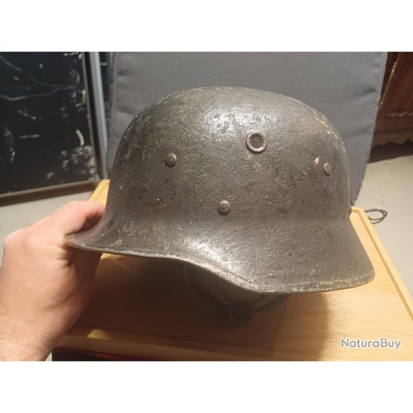 Beau casque pompier allemand modle 35/53 en fibres vulcanises - RFA annes 50