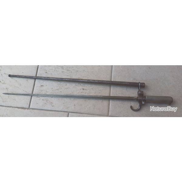 Baonnette Rosalie modle 1886  soie courte pour fusil Lebel 1886 et son fourreau au mme numro !