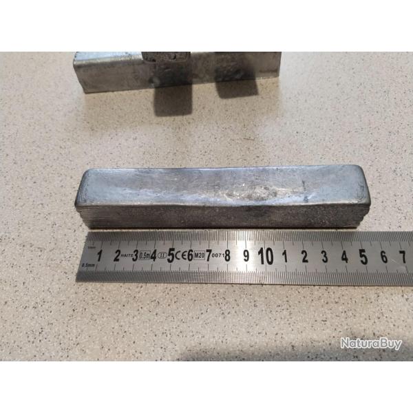 Lot de 3 lingots de plomb  fondre