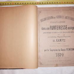 Livre organisation des Services Acessoires Forteresse Assiègée Général de Kamptz 1874