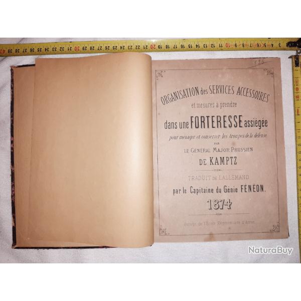 Livre organisation des Services Acessoires Forteresse Assige Gnral de Kamptz 1874