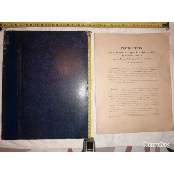 1 livre Cours d'Artillerie et 1 Instruction Rgle de vise projectiles en aroplane