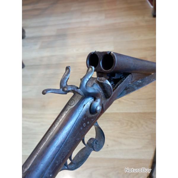 Fusil de chasse juxtapos  broches, systme Lefaucheux Cal 16/65.