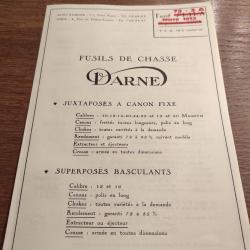 Fusil chasse Darne superposé juxtaposé canon fixe modele R eV  Prospectus Tarif vente Armurerie 1972