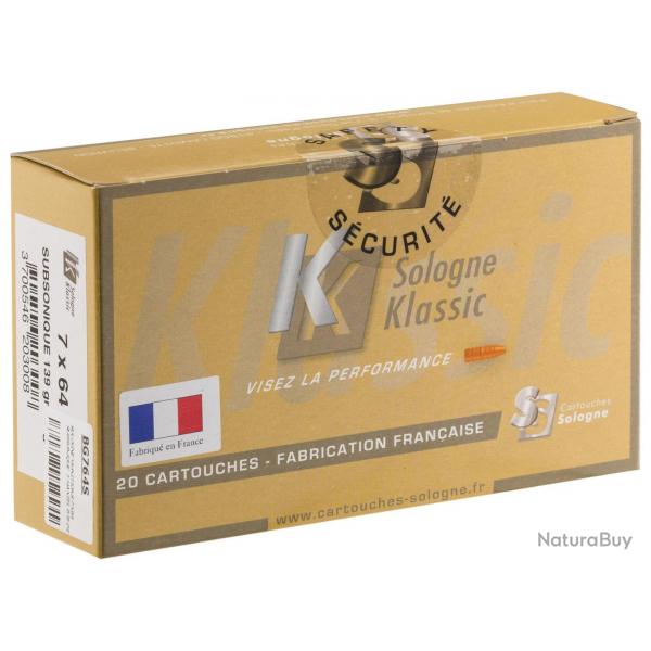 MUNITIONS SOLOGNE CAL.7x64 SUBSONIQUES T MANTEL  9.01G 139GR