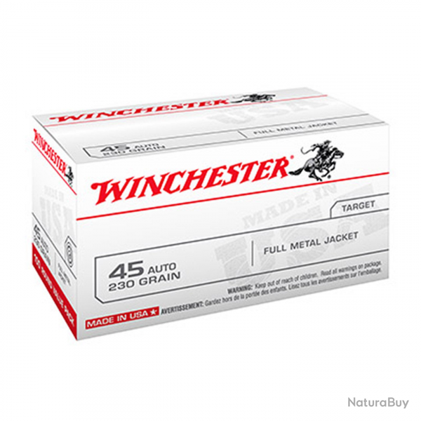 Balles Winchester USA Full Metal Jacket Pistol - 45 Auto