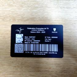 Carte Licence FFTir SIA - Gravure aluminium haute qualité - Laser HD