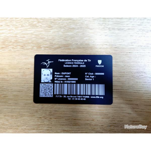 Carte Licence FFTir SIA - Gravure aluminium haute qualit - Laser HD
