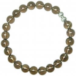 Bracelet en quartz fumé - Perles rondes 8 mm