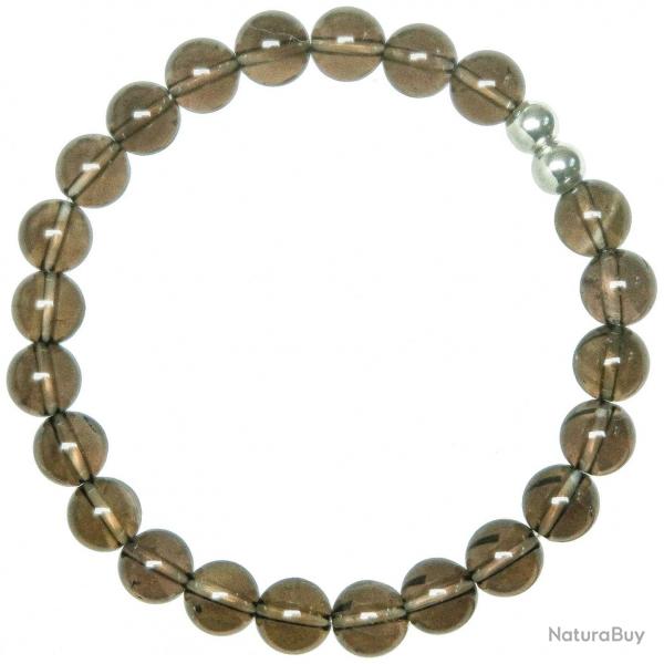 Bracelet en quartz fum - Perles rondes 8 mm