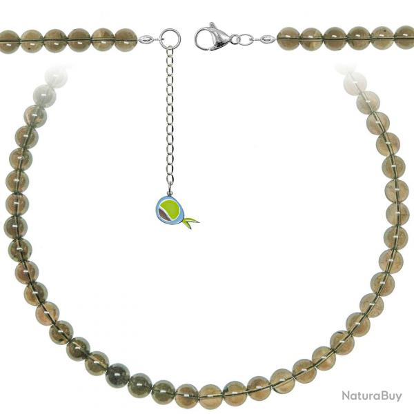 Collier en quartz fum - Perles rondes 8 mm - 70 cm