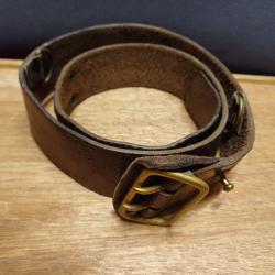 Authentique ceinturon militaire d'officier type SAM BROWN BELT trous laitons WW2