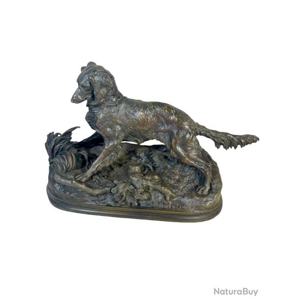 Pierre Jules mne chien de chasse bronze sculpture