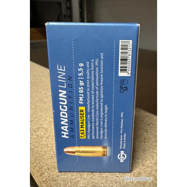 Wahoo ! Munitions PPU 7.63 Mauser 85GR FMJ