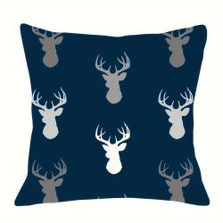 COUSSIN IMPRIMÉ CERF BLEU/BLANC