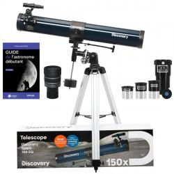 Pack Télescope DISCOVERY SPARK 769 EQ avec oculaires, zoom et guide débutant en astronomie132.8