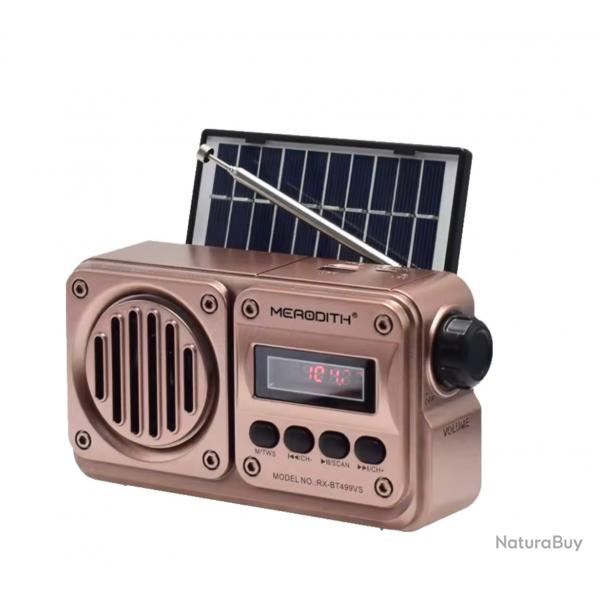 Radio FM d'Urgence Solaire Bluetooth MD-499 - FM, MP3, USB - Idale Bivouac, Camping, Survie