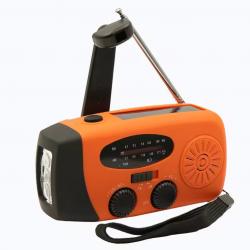 Radio Météo Multifonctionnelle Solaire à Manivelle FM AM WB NOAA 2000mAh Lampe de Poche Orange