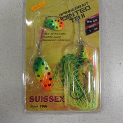 Spinnerbait jointed target blade 2, 28 gr, de marque SUISSEX, modèle fun fluo