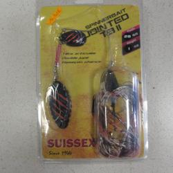 Spinnerbait jointed target blade 2, 28 gr, de marque SUISSEX, modèle black predator