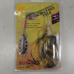 Spinnerbait jointed target blade 2, 28 gr, de marque SUISSEX, modèle silver
