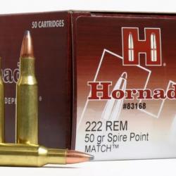 Boîte de 50 cartouches Hornady .222 Rem 50 gr SP Match