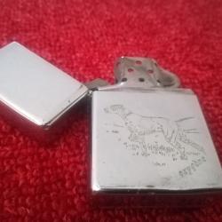 Véritable briquet ZIPPO, gravure "pointer à l'arrêt"