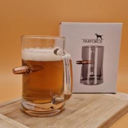 Chope de bière en 385ml,  incrustée d'une ogive