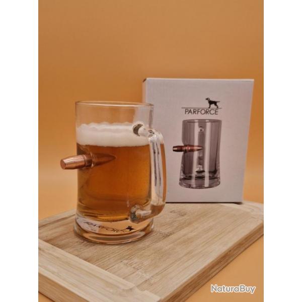 Chope de bire en 385ml,  incruste d'une ogive
