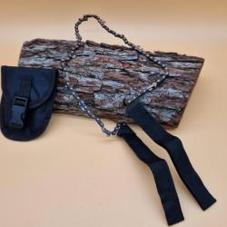 Scie à chaîne de survie en 65cm avec sacoche de rangement, coloris noir - scie de poche
