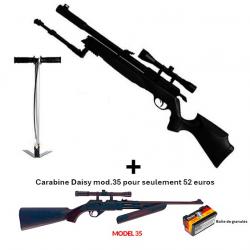 PACK COMBINÉ ! PACK13 Carabine Arrow Gamo 5,5 mm + Carabine PCP pompe Daisy 35, 4,5 mm + Lun. 4 x 20