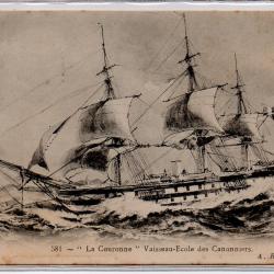CPA - MARINE LA COURONNE - VAISSEAU ECOLE DES CANONNIERS N°1035
