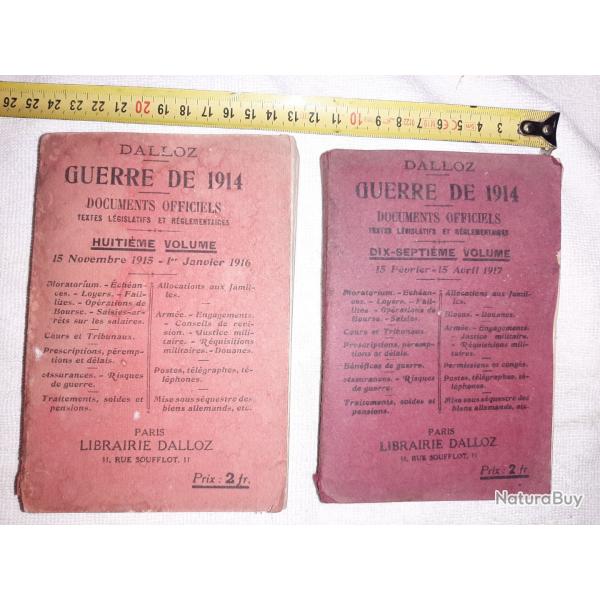 2 livres Dalloz GUERRE DE 1914 8ime et 17ime volumes