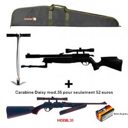 PACK COMBINÉ ! PACK17 Carabine Arrow Gamo 5,5 mm + Carabine PCP pompe Daisy 35, 4,5 mm + Lun. 4 x 20