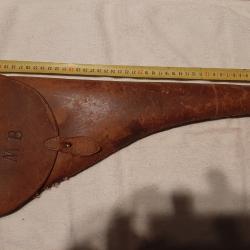 RARE Etui LONG cuir Revolver Poudre noire Marquage MB