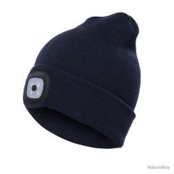 BONNET CHAUD AVEC LAMPE FRONTALE RECHARGEABLE - BLEU MARINE - LIVRAISON GRATUITE