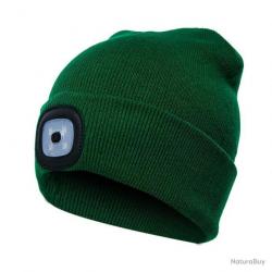 BONNET AVEC LAMPE FRONTALE CHAUD - UNISEXE - VERT FONCÉ - LIVRAISON GRATUITE