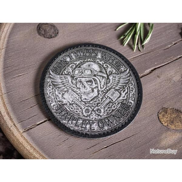 Patch  cuir PU - Don't Mess with Harley Owner - biker militaire insigne airsoft