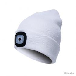 BONNET AVEC LAMPE FRONTALE CHAUD - UNISEXE - BLANC - LIVRAISON GRATUITE