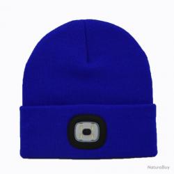 BONNET CHAUD AVEC LAMPE FRONTALE RECHARGEABLE - BLEU - LIVRAISON GRATUITE