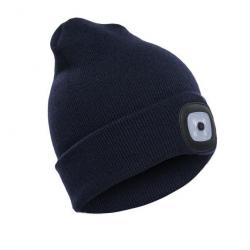 BONNET CHAUD AVEC LAMPE FRONTALE RECHARGEABLE - BLEU MARINE - LIVRAISON GRATUITE