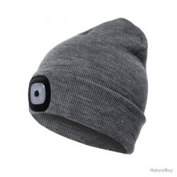 BONNET AVEC LAMPE FRONTALE CHAUD - UNISEXE - GRIS - LIVRAISON GRATUITE