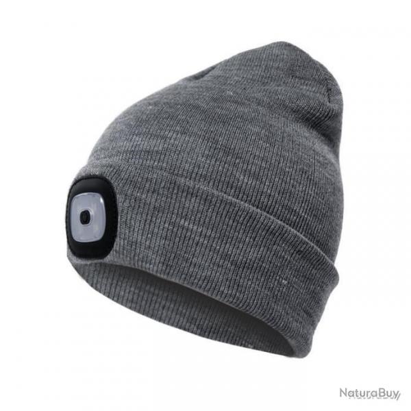 BONNET AVEC LAMPE FRONTALE CHAUD - UNISEXE - GRIS - LIVRAISON GRATUITE
