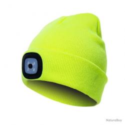 BONNET AVEC LAMPE FRONTALE CHAUD - UNISEXE - JAUNE - LIVRAISON GRATUITE